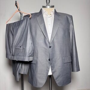 Custom Tailored (James H. Lewis) Mens 50S 44W Check 2 Piece Suit Gray